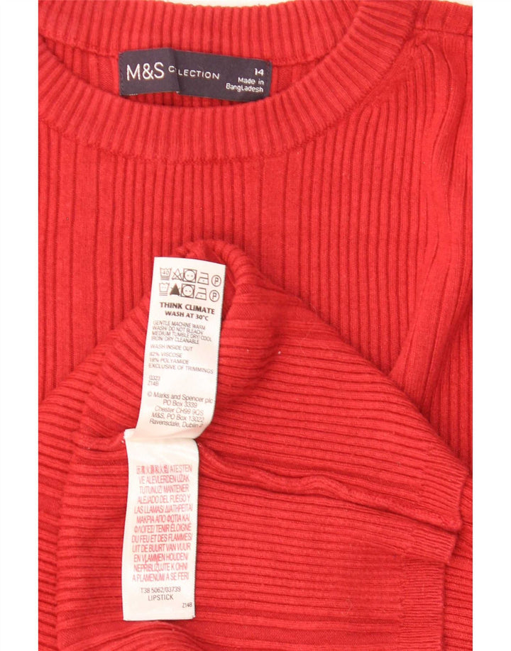 Marks & Spencer ženski džemper s okruglim izrezom UK 14 Srednje crvena viskoza