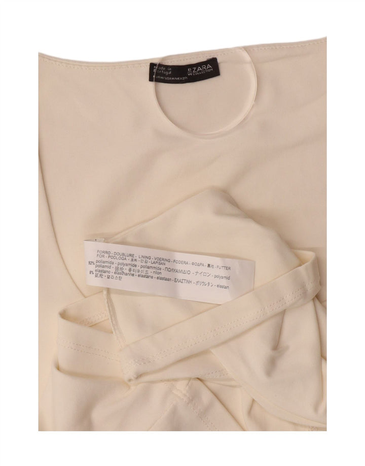 ZARA Womens Vest Top UK 12 Medium Off White Polyamide