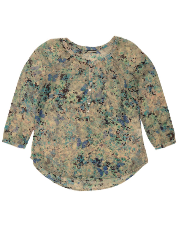 Vintage gornji dio ženske bluze UK 18 XL Tirkizna točkasta