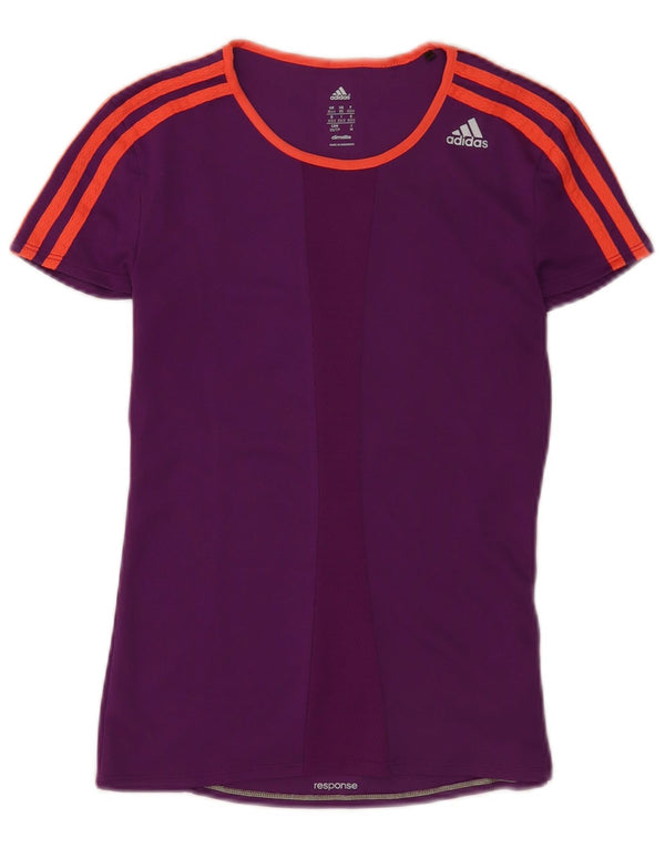 Adidas Ženska majica kratkih rukava UK 4/6 XS Ljubičasti poliester Sport