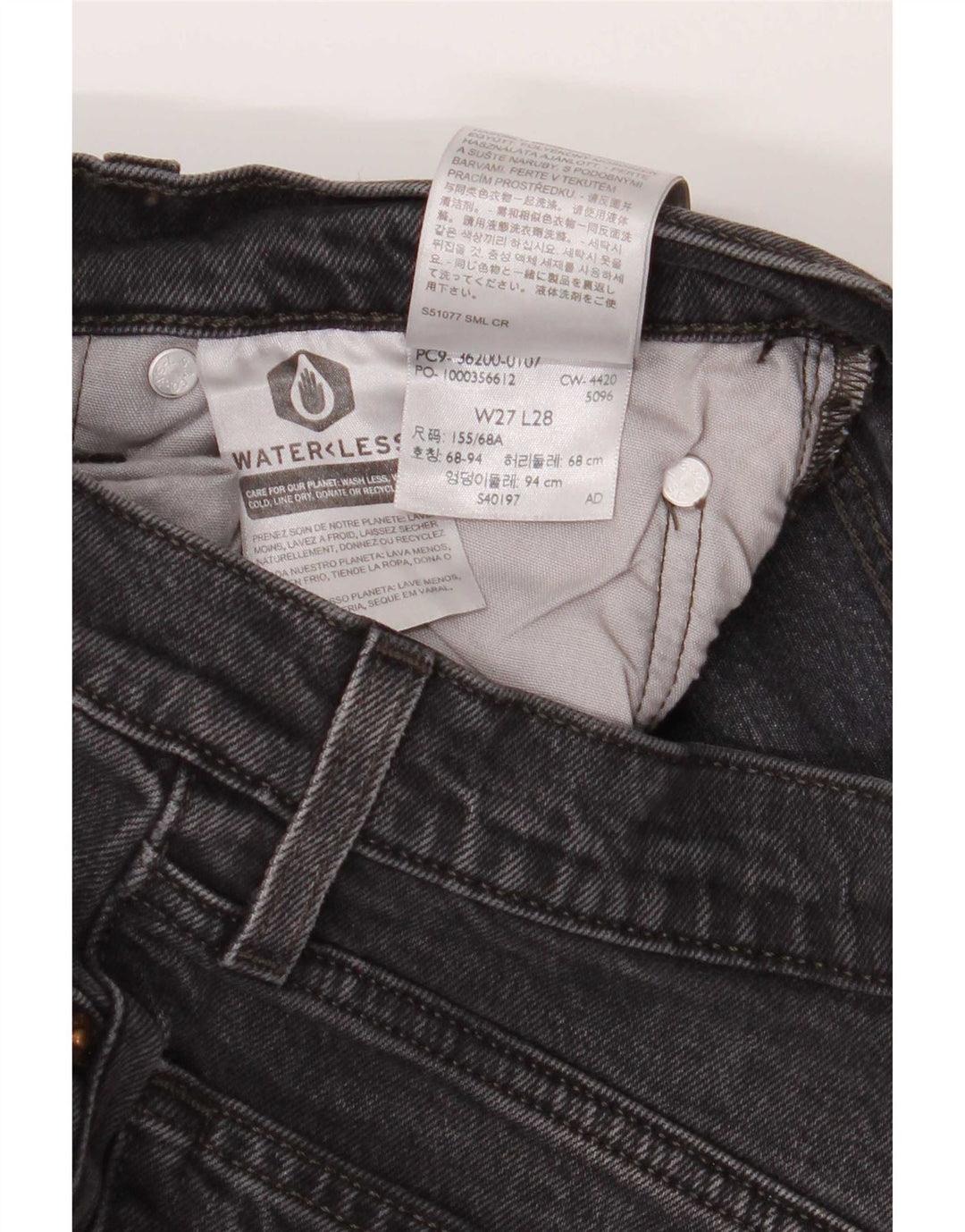 Levi's ženske 501 ravne traperice W27 L28 sivi pamuk