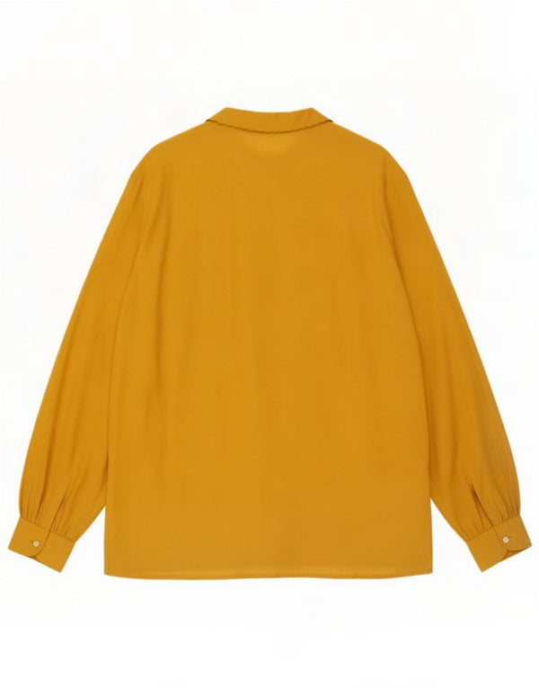 Vintage Womens Shirt Blouse UK 14 Medium Yellow Silk