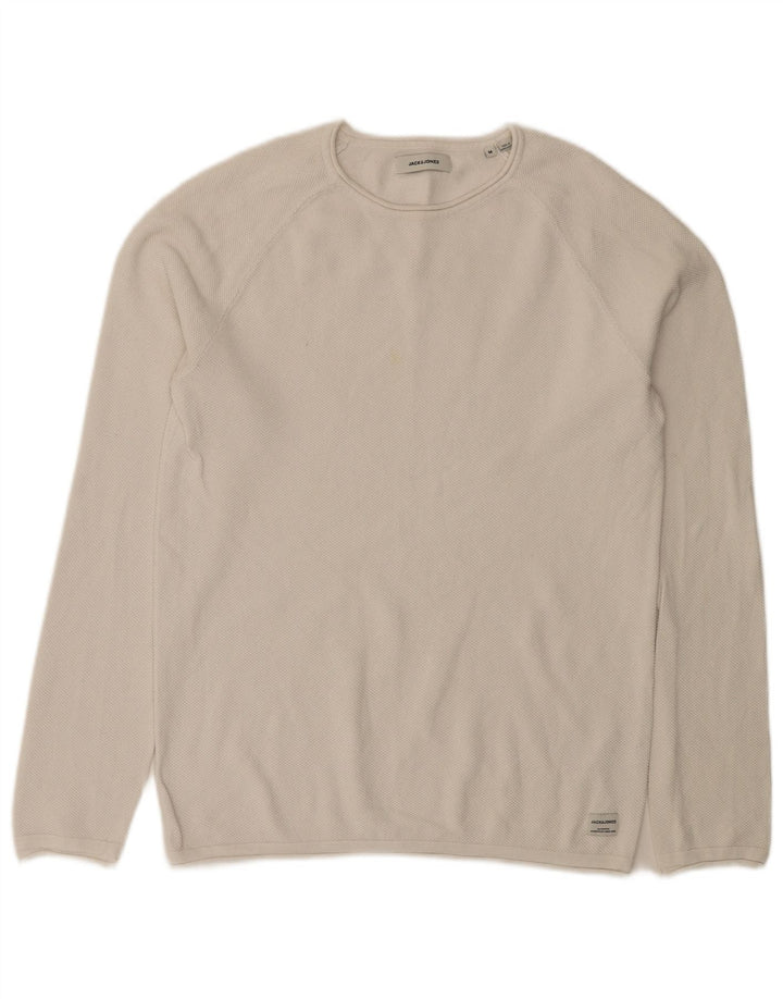 Jack & Jones muški džemper s veznim izrezom Srednje bijeli pamuk