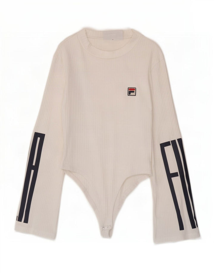 Ženski bodi dugih rukava Fila Graphic UK 4 XS bijeli