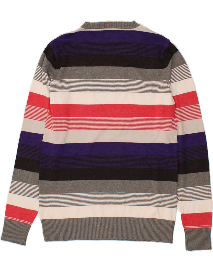 JACK & JONES Mens Crew Neck Jumper Sweater Small Multicoloured Striped Vintage Jack & Jones and Second-Hand Jack & Jones from Messina Hembry 