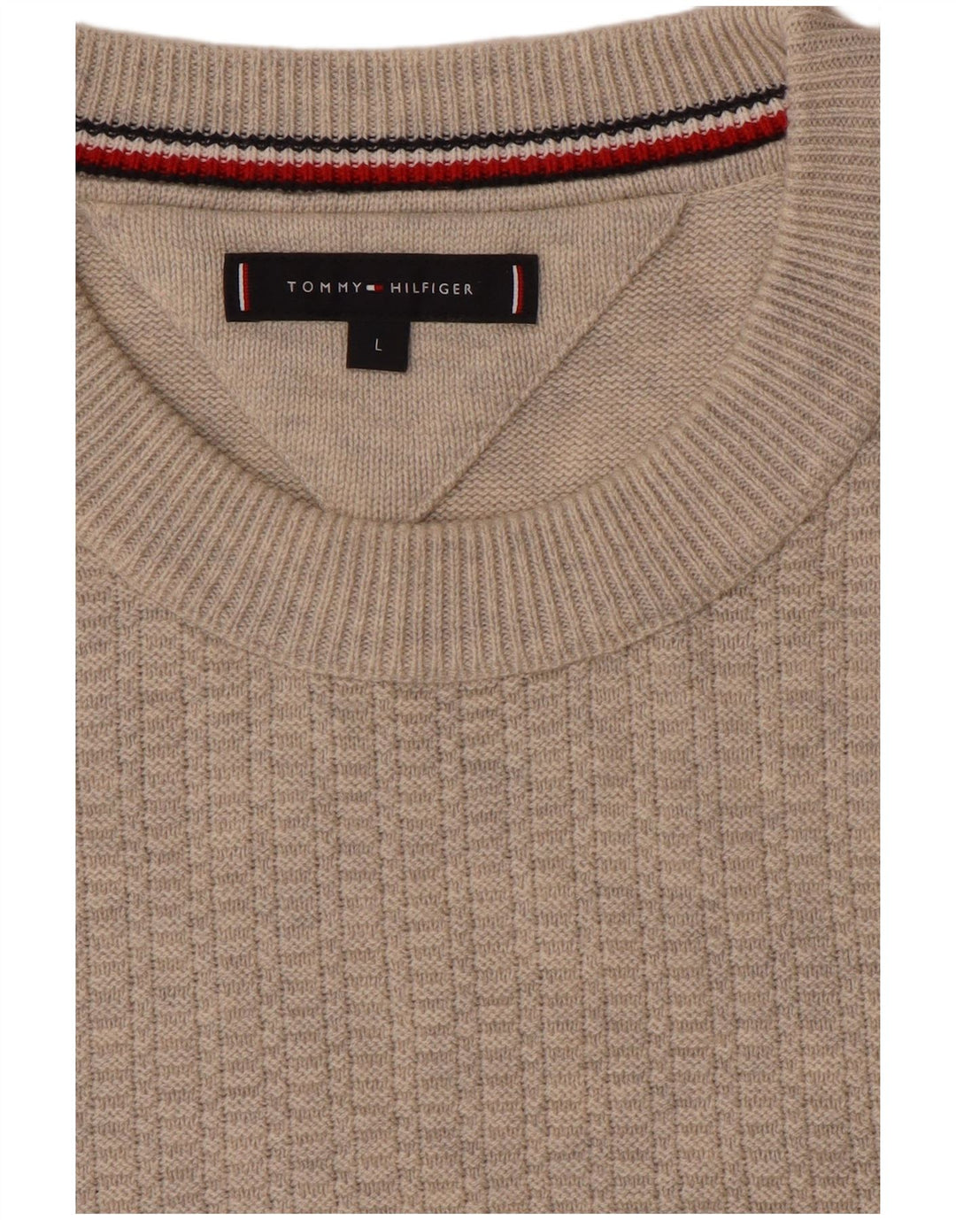 Veliki bež muški džemper s okruglim izrezom Tommy Hilfiger
