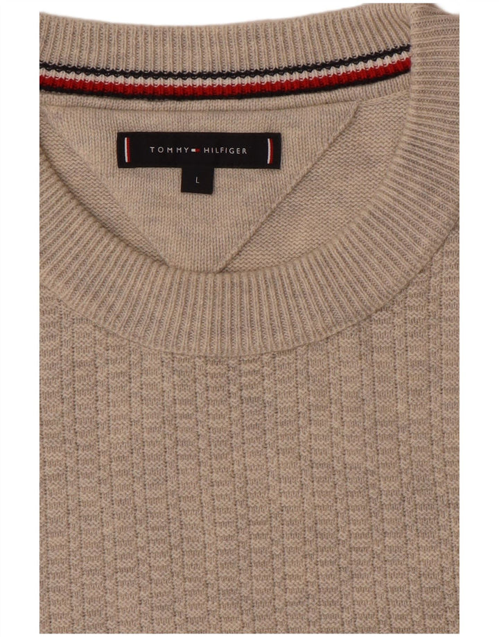 Veliki bež muški džemper s okruglim izrezom Tommy Hilfiger