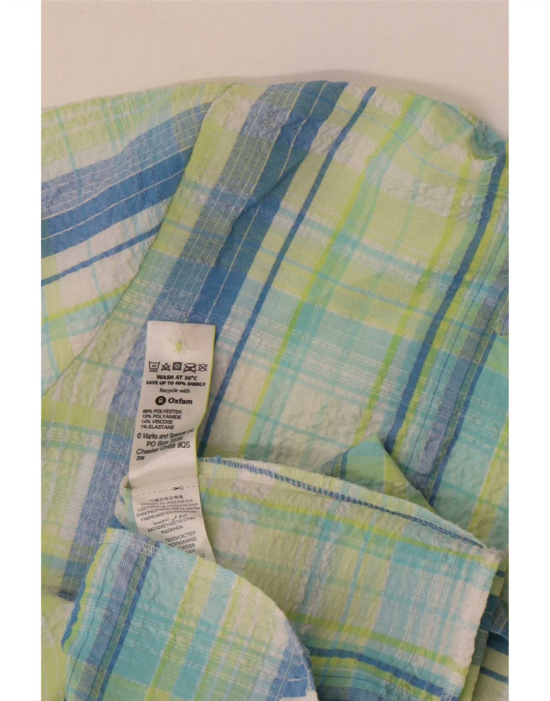 Marks & Spencer ženska košulja kratkih rukava UK 22 3XL zeleni karirani poliester