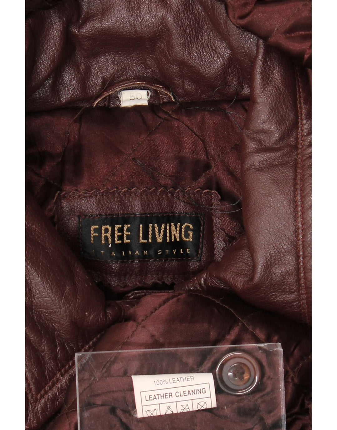 Vintage ženski preveliki kožni kaput s kapuljačom IT 50 XL, kestenjasta koža