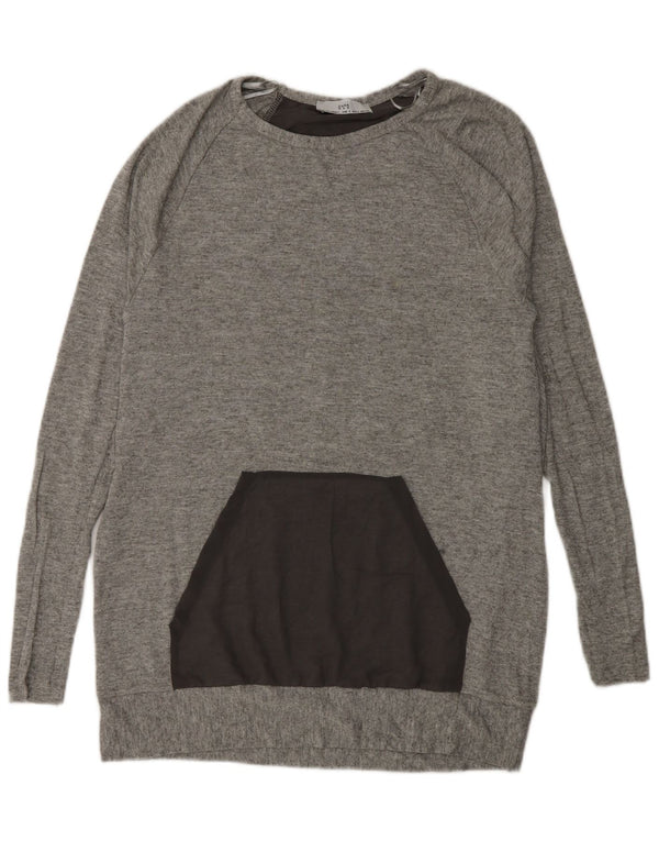 Zara Womens Boat Neck Jumper Sweater UK 10 Small Grey Colourblock