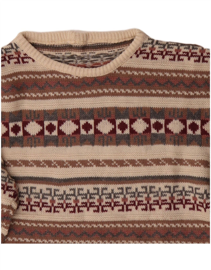 Vintage muški džemper s okruglim izrezom srednje raznobojne geometrije