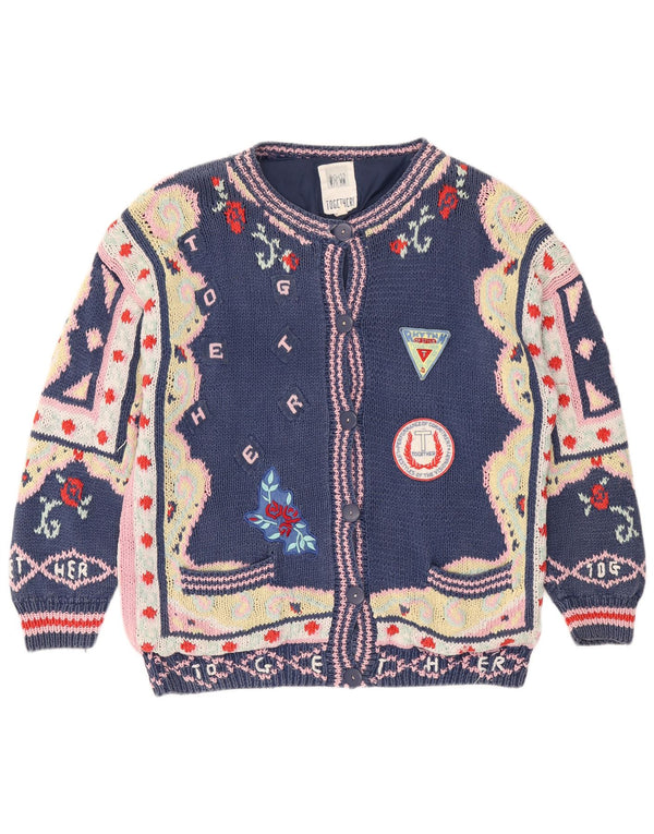 Together ženski kardigan džemper s grafičkim motivima UK 16/18 veliki plavi blok u boji