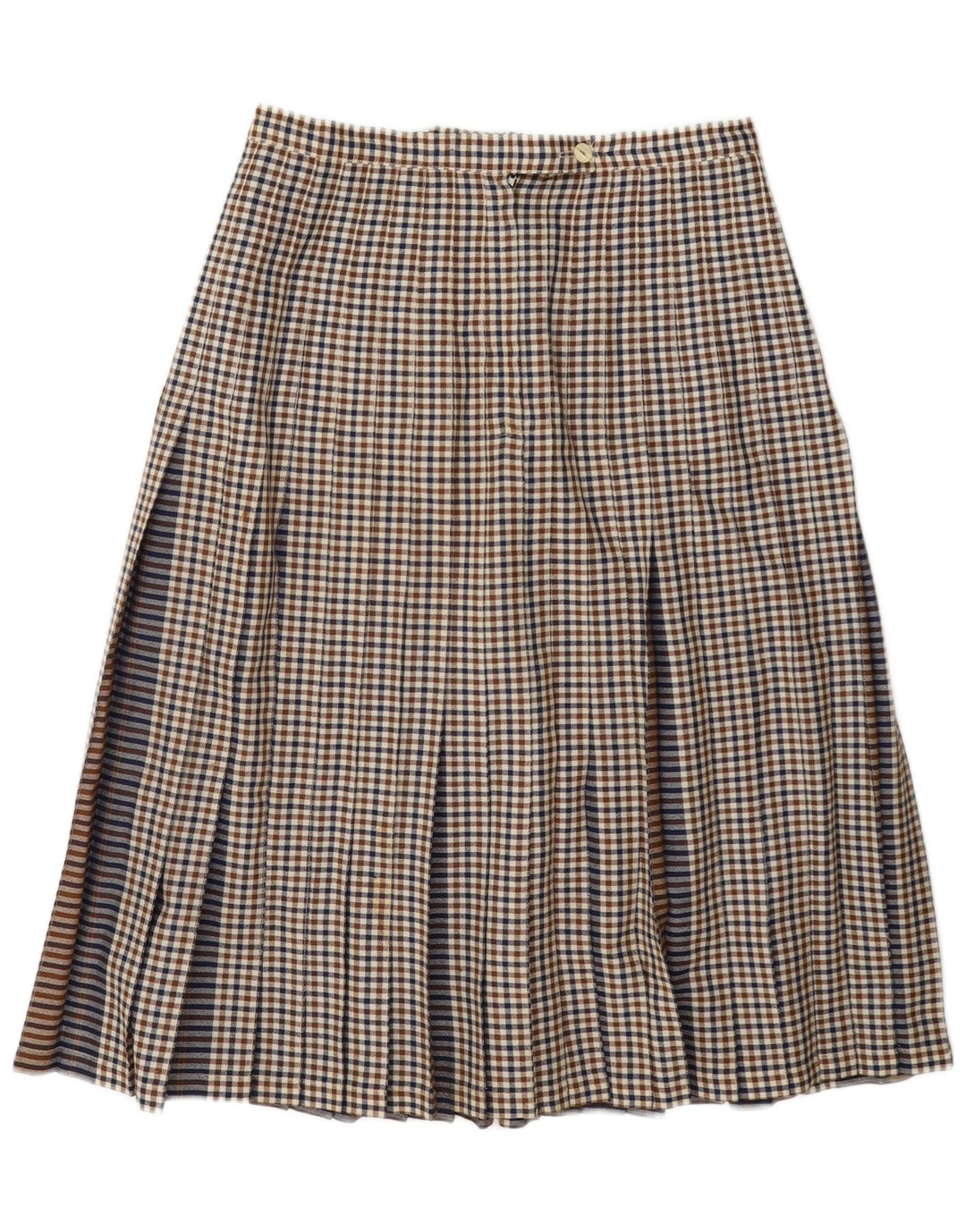 Vintage ženska plisirana suknja W32 velika smeđa gingham