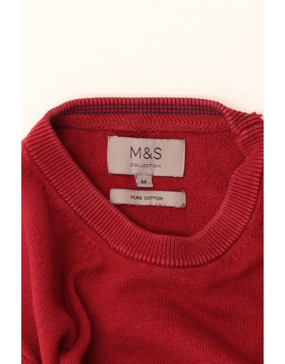 Marks & Spencer muški džemper s okruglim izrezom Srednje crveni pamuk