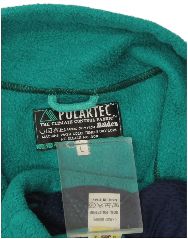 Vintage muška flis jakna UK 40 veliki zeleni geometrijski poliester