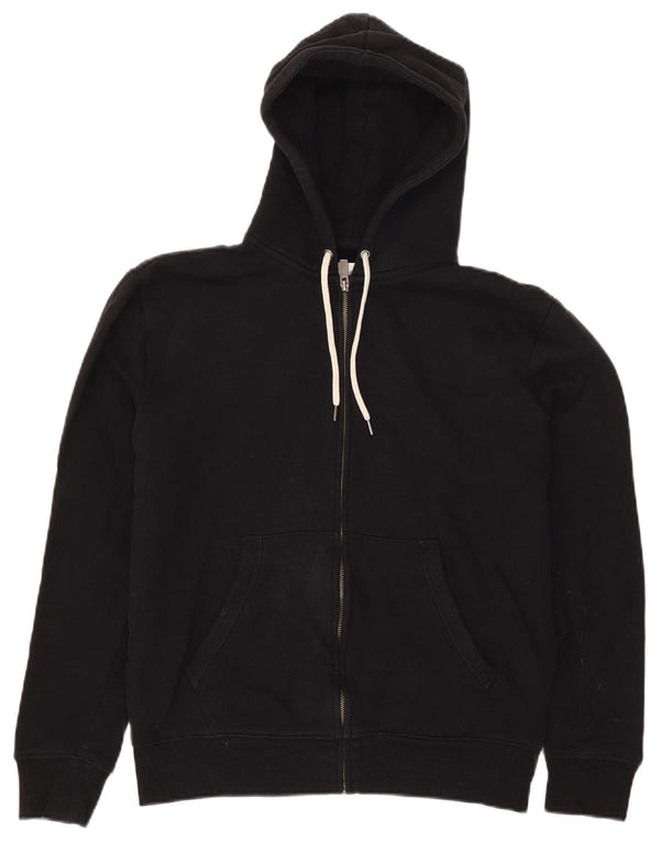 Marks & Spencer Mens Zip Hoodie Sweater Medium Black Cotton