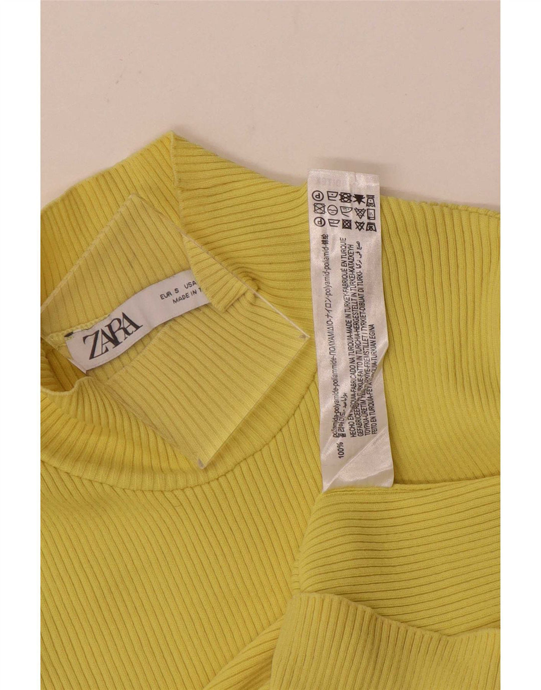 Zara ženska majica dugih rukava UK 8, mali žuti poliamid