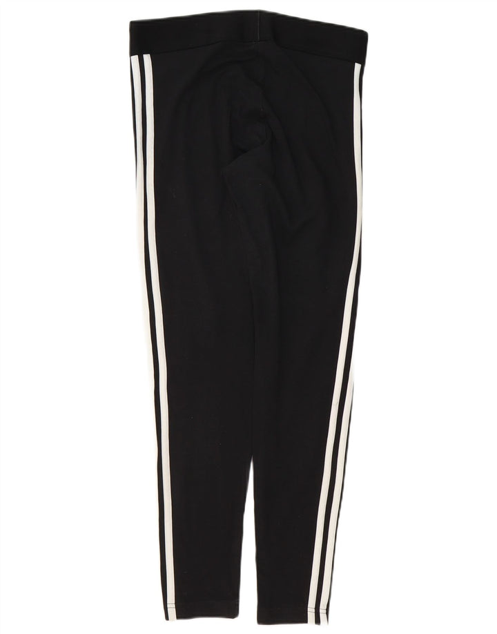 ADIDAS Womens Leggings UK 12/14 Medium  Black Cotton