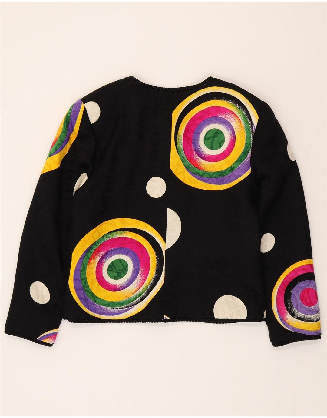 RENZO COUTURE Ženska jakna sako UK 14 Srednja crna geometrijska vuna