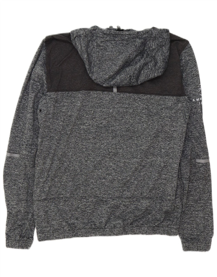 AMERICAN EAGLE, muška majica s kapuljačom s patentnim zatvaračem, mala, siva s pjegama