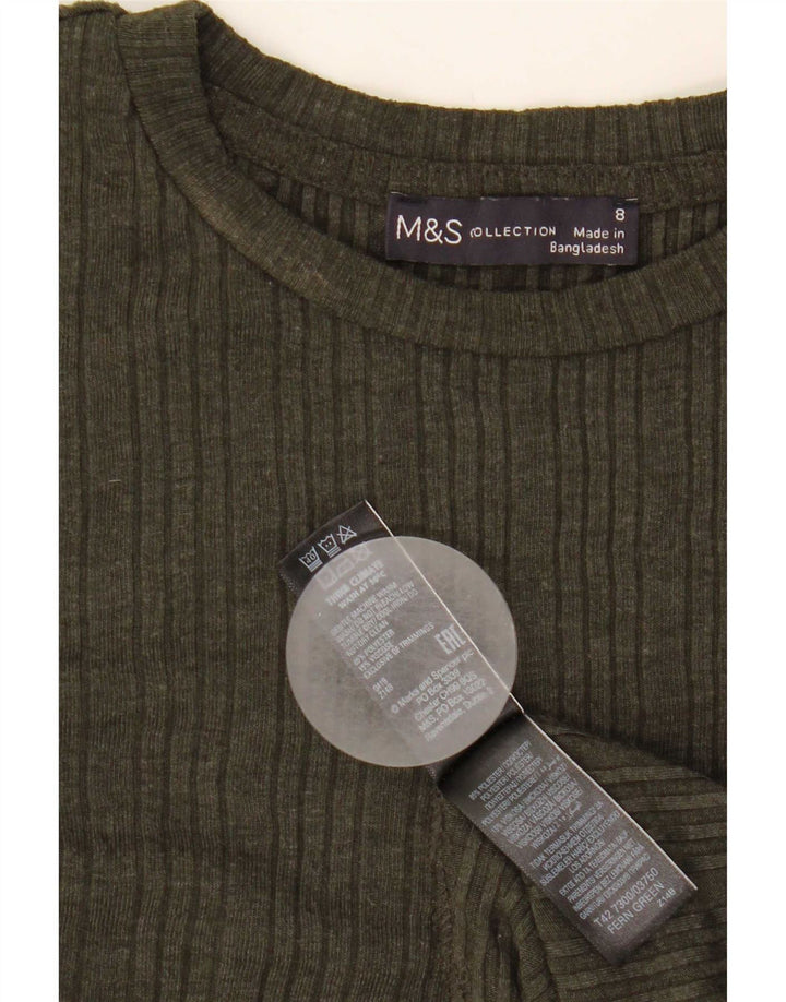 Marks & Spencer ženska haljina A-kroja dugih rukava UK 8 Mali kaki poliester