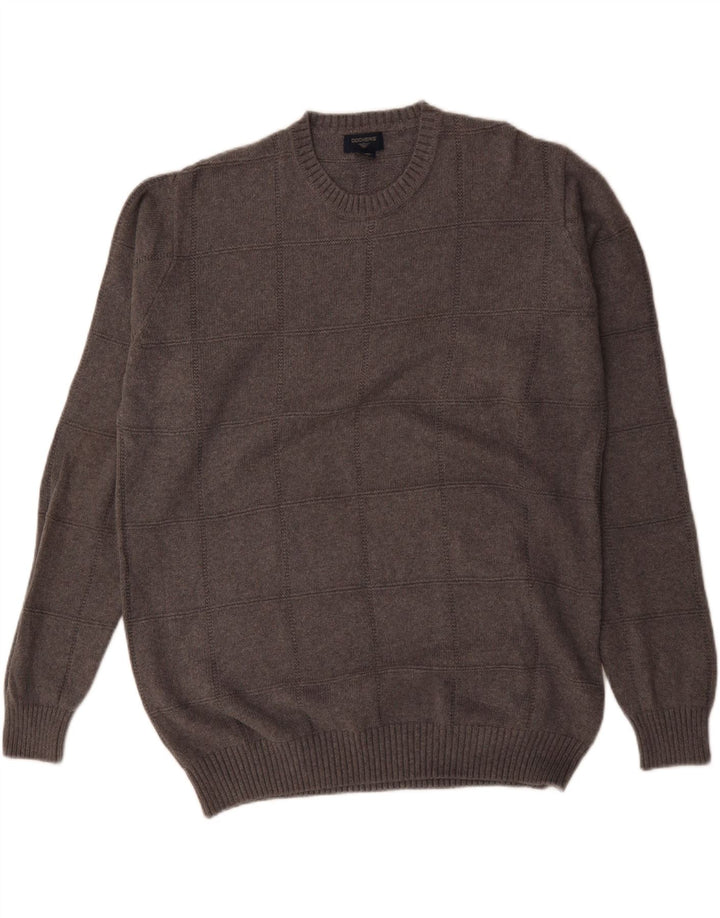 Dockers muški visoki džemper s okruglim izrezom, veliki sivi karirani pamuk