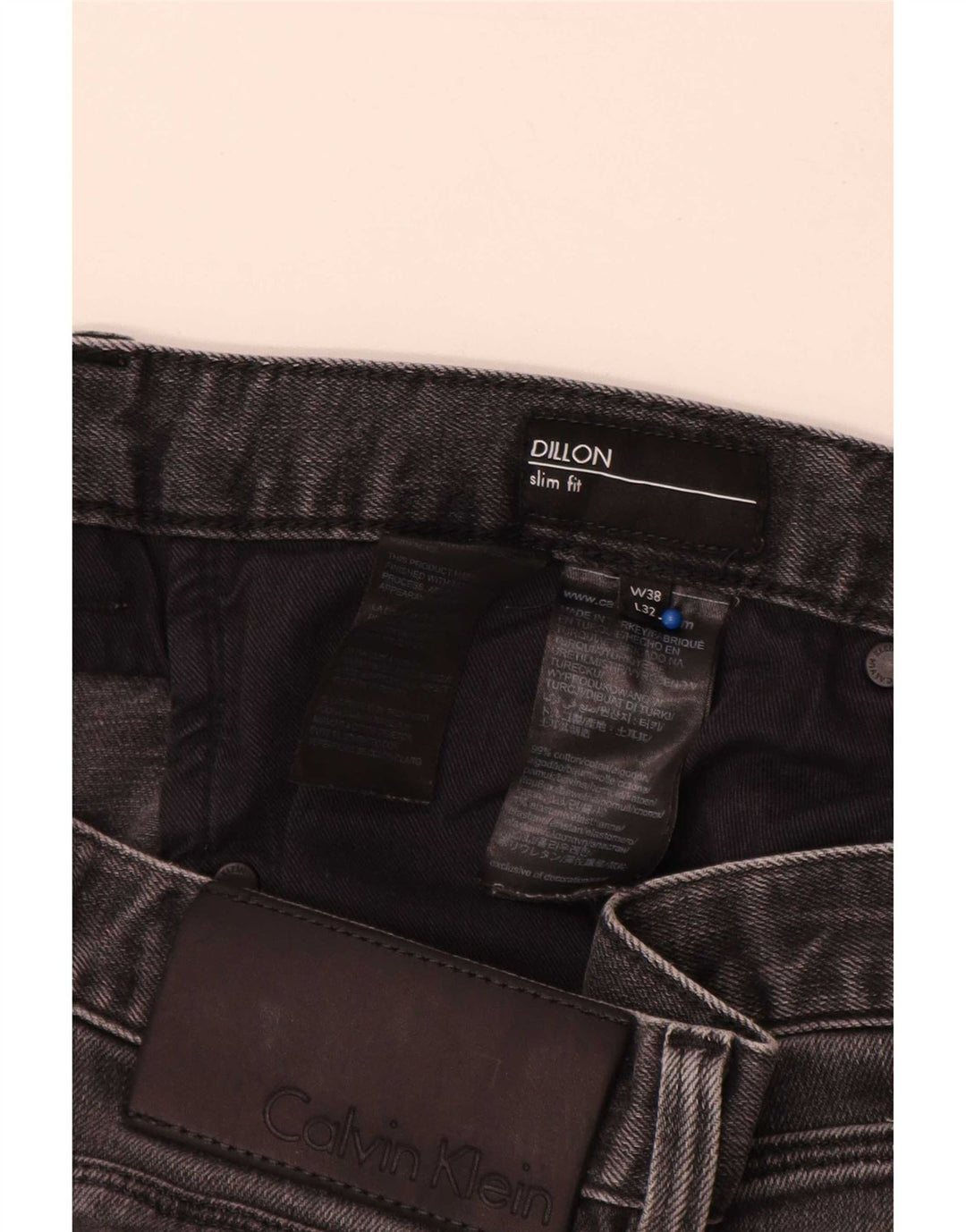 Calvin Klein Mens Dillon Slim Jeans W38 L32 Sivi pamuk