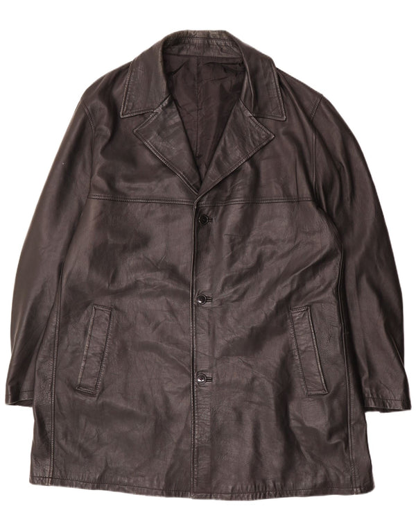 Vintage muški kožni kaput Veličina 62 4XL Crna koža