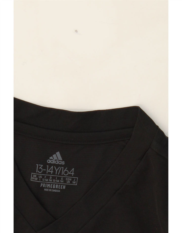 ADIDAS Boys Aeroready Top Long Sleeve 13-14 Years  Black Polyester Vintage Adidas and Second-Hand Adidas from Messina Hembry 
