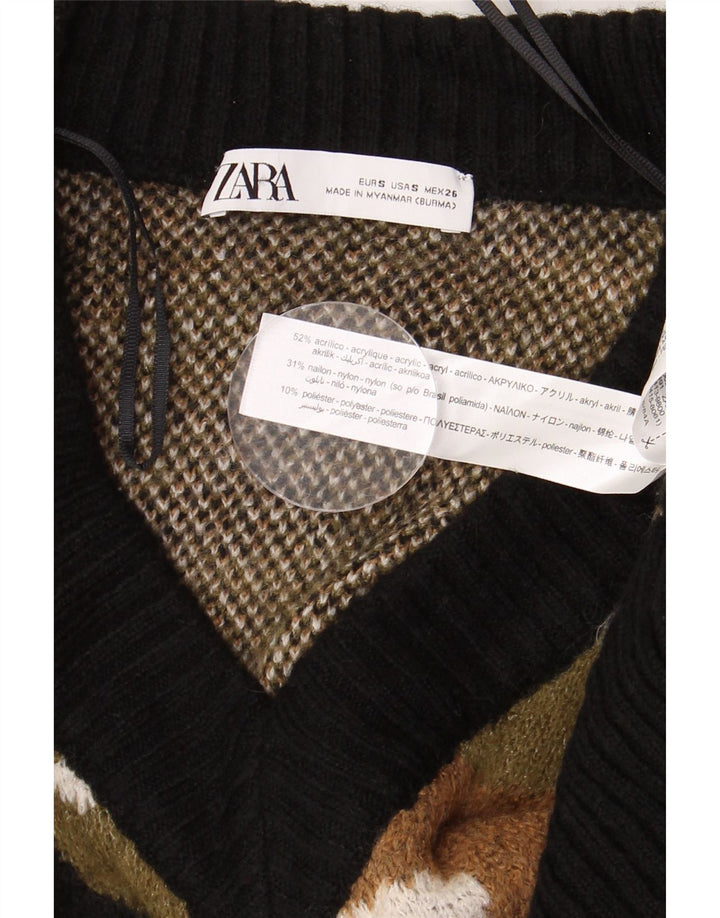 Zara ženski džemper s V-izrezom UK 10 Mali višebojni kamuflažni