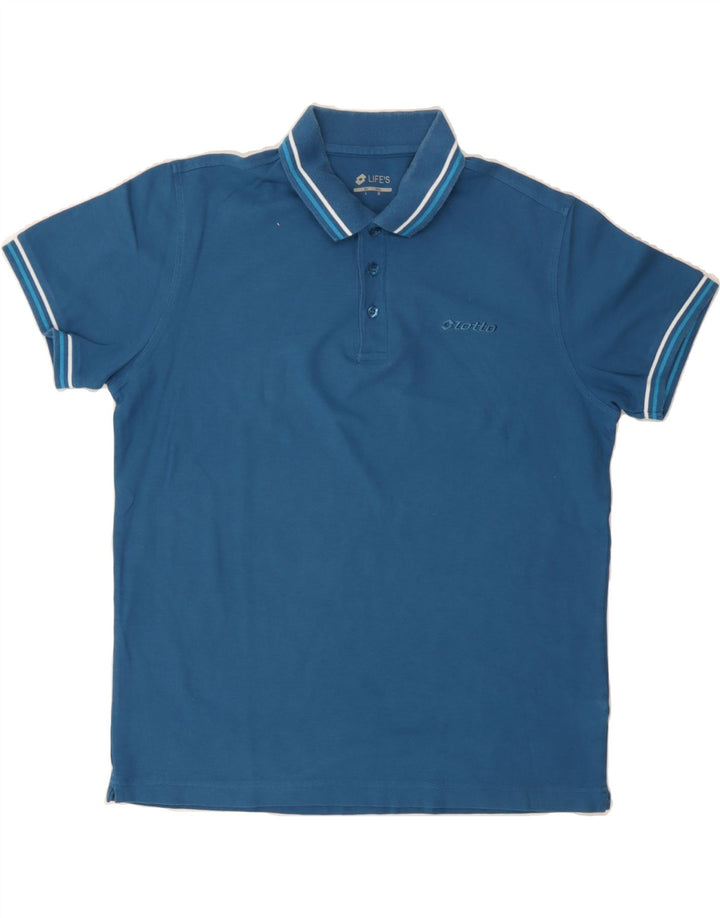 LOTTO Mens Polo Shirt Large Blue Cotton Vintage Lotto and Second-Hand Lotto from Messina Hembry 