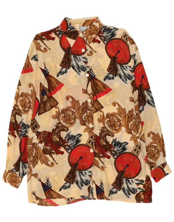 Swish ženska košulja s dugačkim apstraktnim uzorkom UK 10 Mala bež