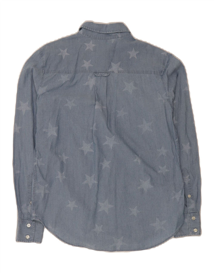GANT Womens Abstract Pattern Shirt UK 8 Small Blue Cotton Vintage Gant and Second-Hand Gant from Messina Hembry 