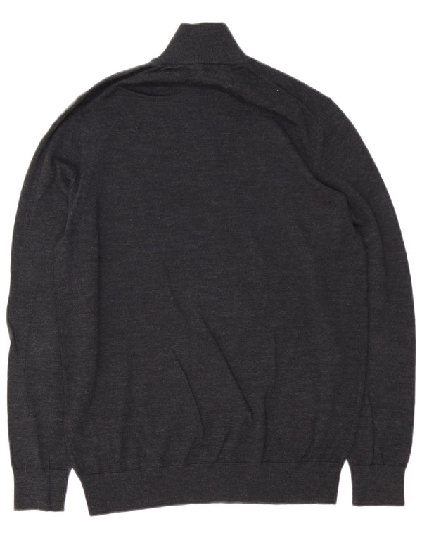 Marks & Spencer Mens Autograph Zip Neck Jumper Sweater Medium Grey