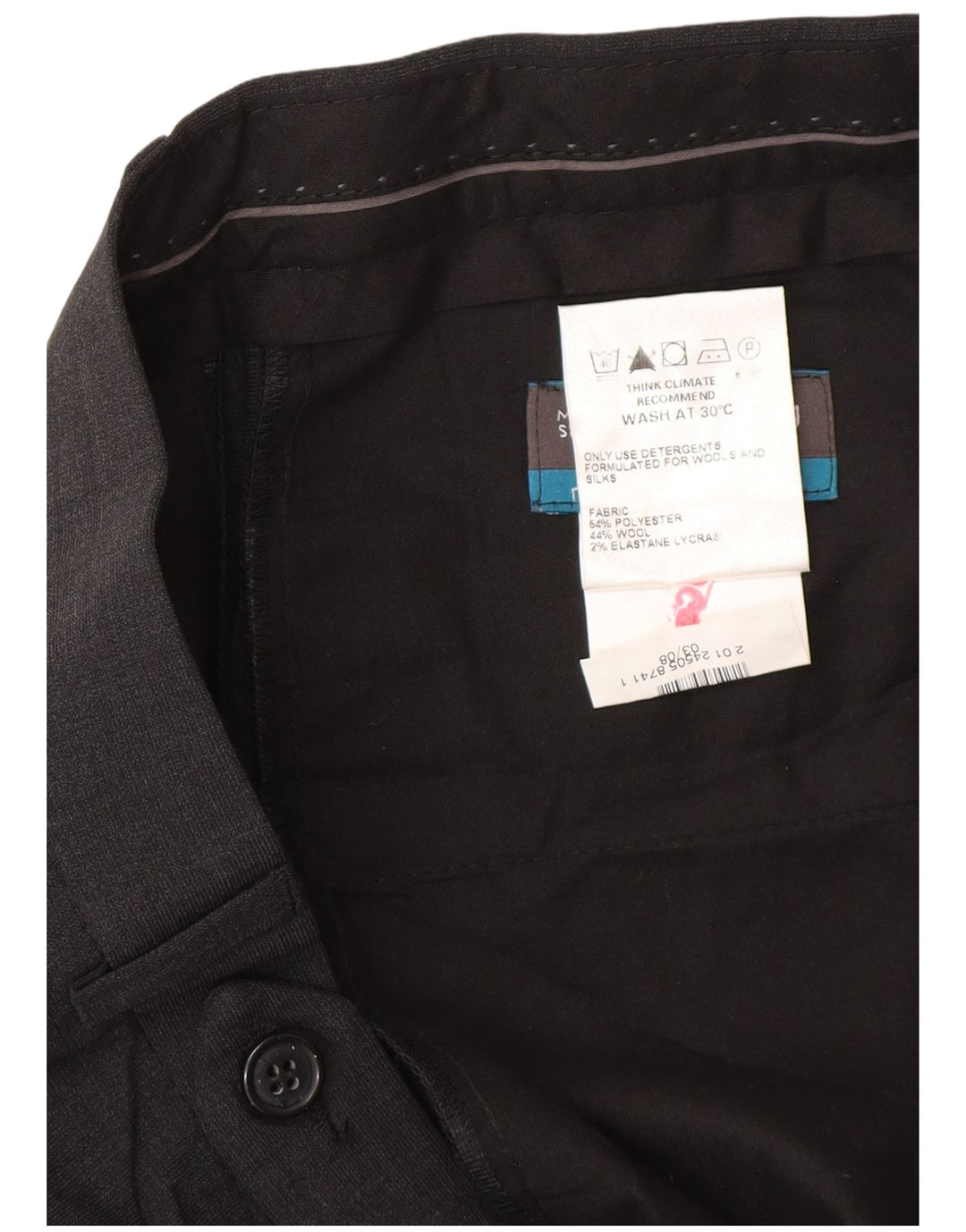 Marks & Spencer muške hlače s štipaljkama po mjeri W34 L29 sivi poliester