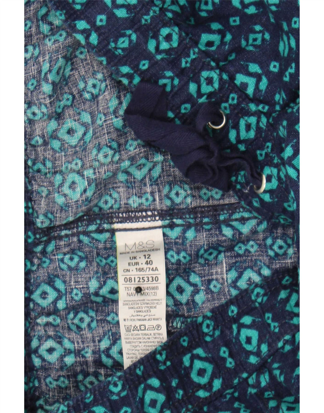 Marks & Spencer ženska suknja A-kroja UK 12 srednje W30 tamnoplava geometrijska