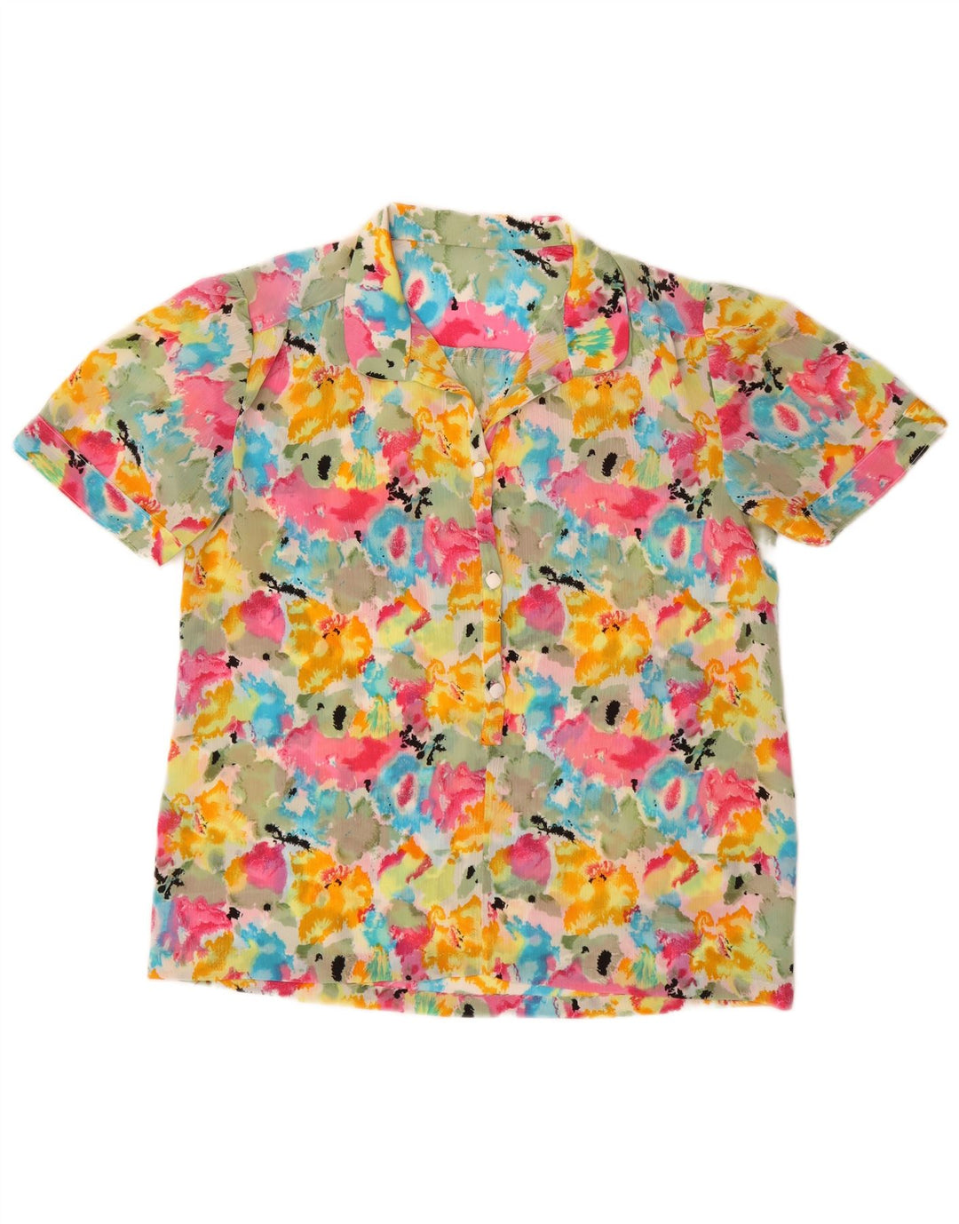 VINTAGE Ženska košulja kratkih rukava Bluza UK 16 Velika šarena kravata