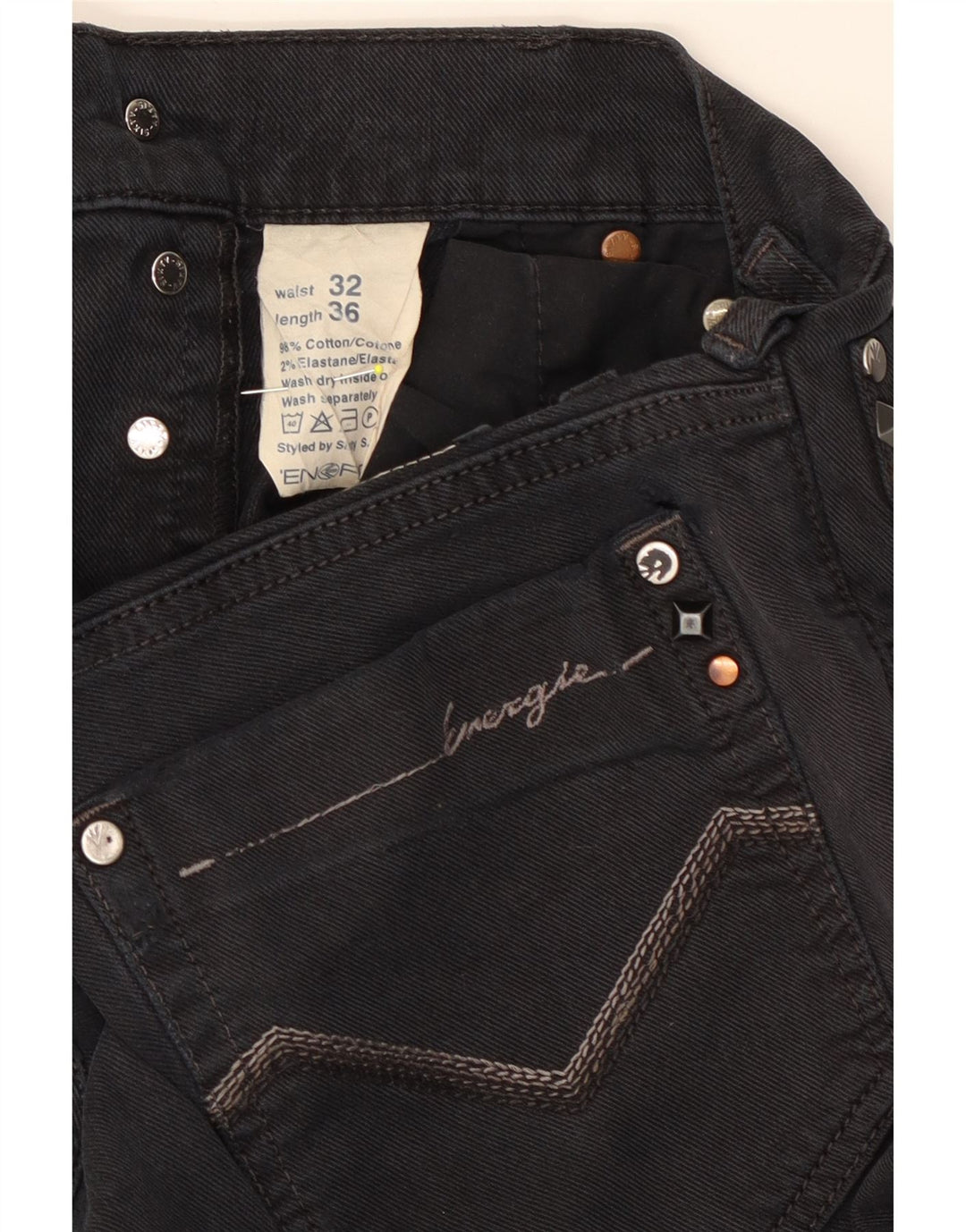 ENERGIE Womens Slim Jeans W32 L36 Black Cotton Vintage Energie and Second-Hand Energie from Messina Hembry 