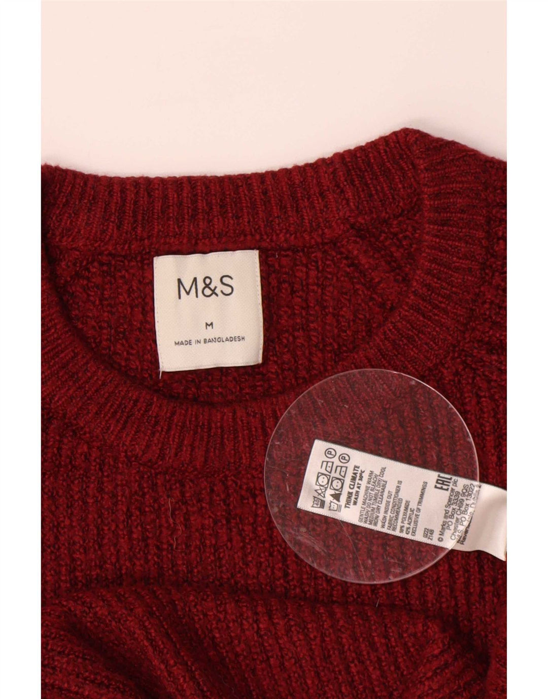 Marks & Spencer muški džemper s okruglim izrezom, srednji bordo poliamid