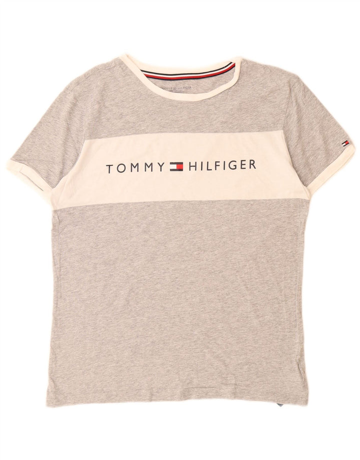 TOMMY HILFIGER Muška majica kratkih rukava s grafičkim motivima, mala, siva, pamuk
