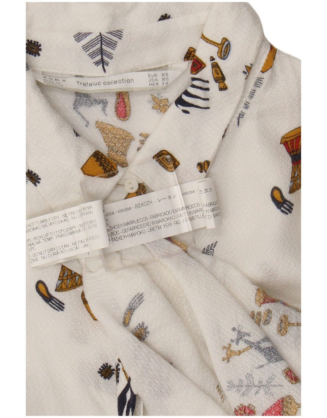 Zara ženska prozirna košulja UK 6 XS bijela geometrijska viskoza