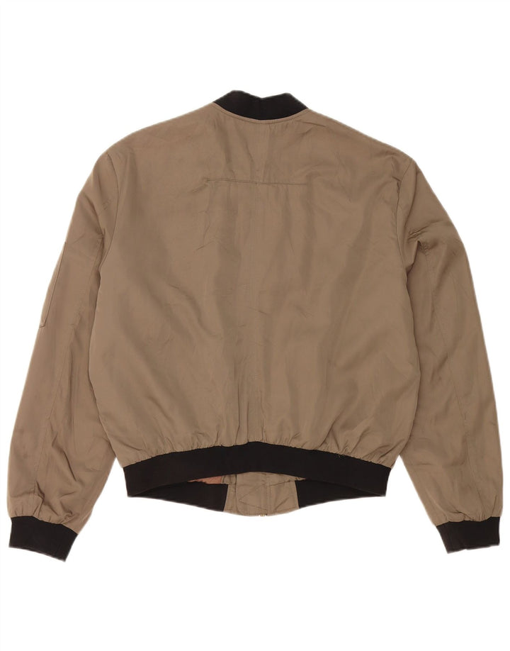 ZARA ženska prevelika bomber jakna UK 10 Mali zeleni pamuk