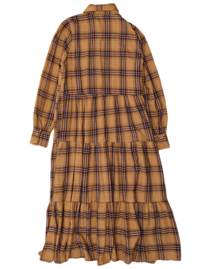 Coast ženska maksi haljina dugih rukava UK 10 Mala bež karirana poliester