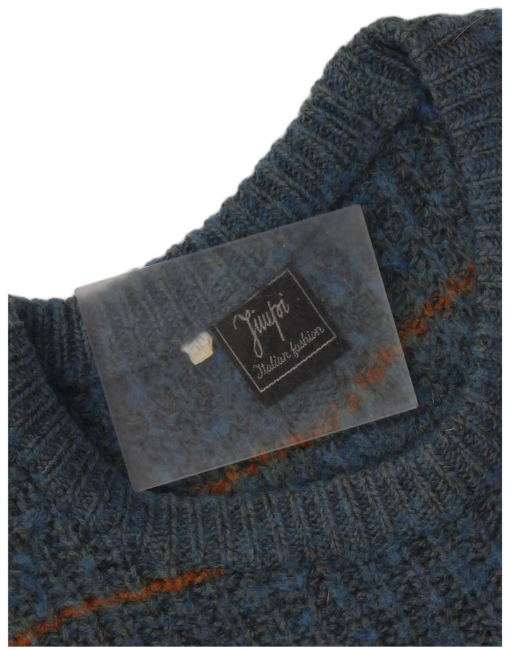 Vintage muški džemper s okruglim izrezom IT 50 srednje plave pruge