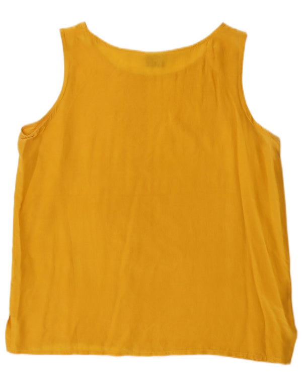 Vintage gornji dio ženske bluze bez rukava IT 48 XL od žute svile