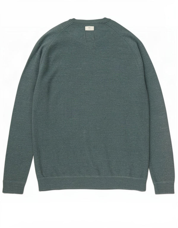 Fat Face Mens V-Neck Jumper Sweater Small Green Flecked Cotton