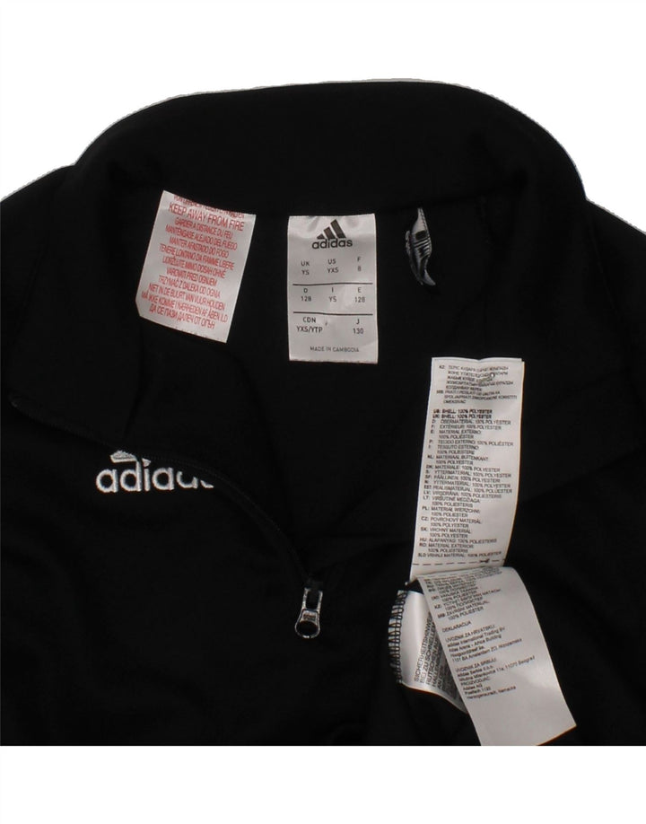 ADIDAS Boys Climalite Zip Neck Tracksuit Top Jacket 7-8 Years Small Black Vintage Adidas and Second-Hand Adidas from Messina Hembry 