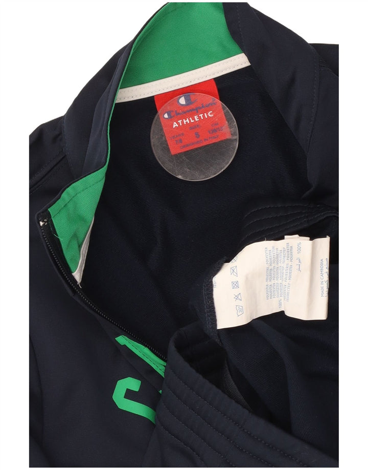 CHAMPION Boys Graphic Tracksuit Top Jacket 7-8 Years Small Navy Blue