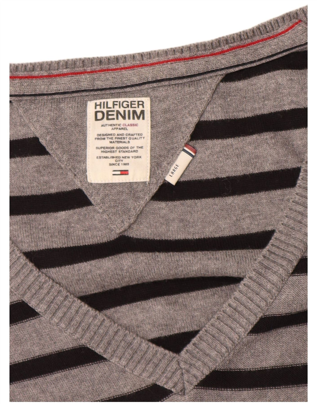 TOMMY HILFIGER Ženska džemper haljina 3/4 rukava UK 14 Velike sive pruge