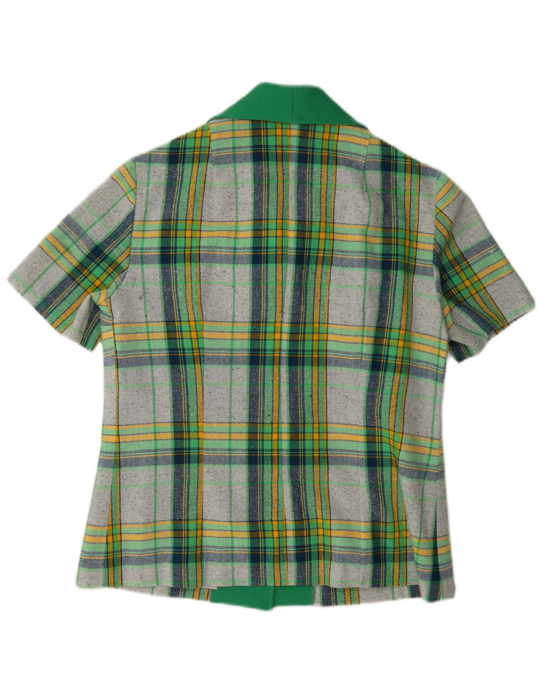 Vintage ženska košulja kratkih rukava bluza IT 40 mali zeleni karirani poliester